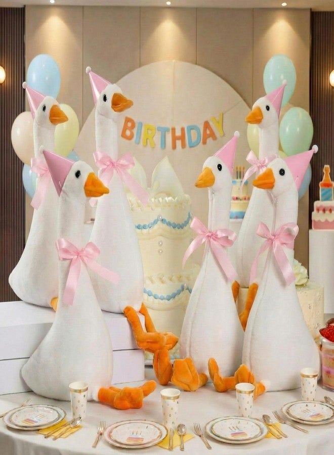 Blueweenly 6 Sets One Silly Goose Party Favor 11.8 Inch Plush Stuffed Animal Adopt a Goose Party Favor with Mini Hat Ribbon for Girl Boy Baby Shower 1st Birthday Decoration Gift(Pink,Cute Style) - Image 1